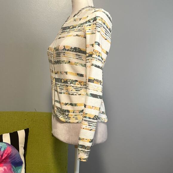 Moth Anthropologie Array Floral Striped Zip Up Cardigan Sweater XS - Picture 3 of 5